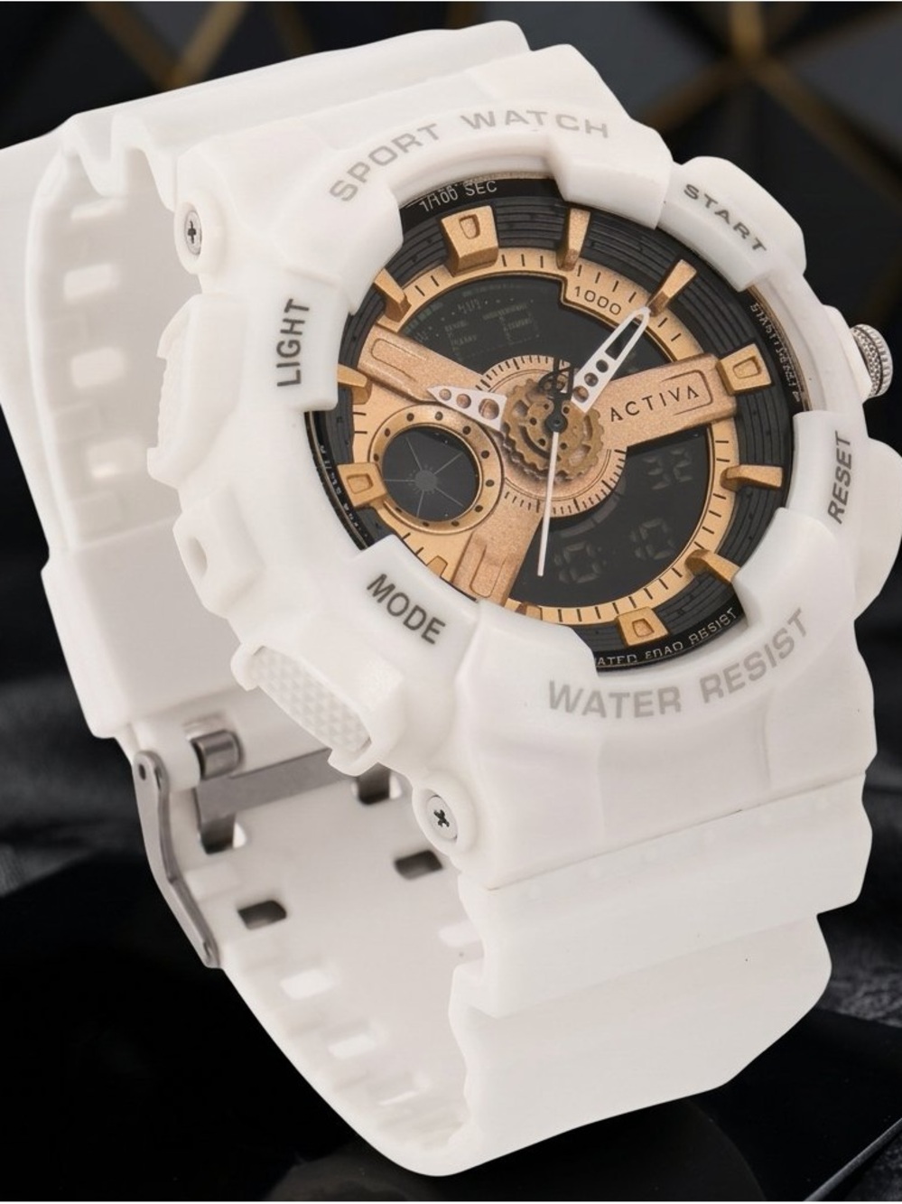 Activa Pixel White Rose Gold Plated Luxury Mens Digital 50mm Casual Sport Watch!
